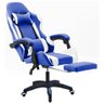 Cadeira Gamer Giratória Com Apoio de Pé Kelter Azul e Branca V7006x - 1