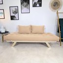 Ver imagem 3 de Sofá Japão Futon Sarja Impermeável Bege em Madeira Maciça