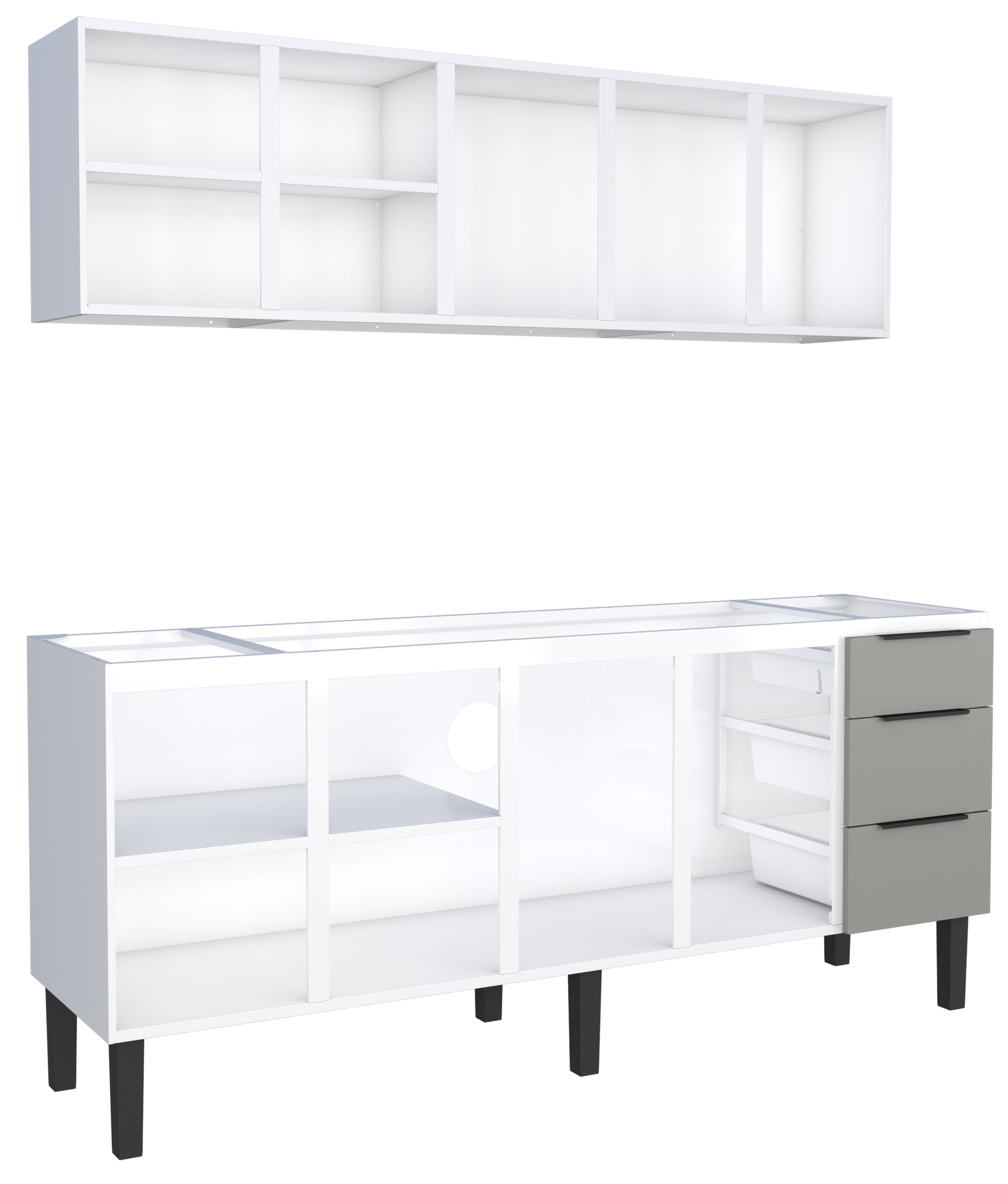 Conjunto Cozinha Jupter Gabinete- Aereo Aço 200 Mt Cozimax:cinza/branco - 2