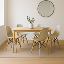 Ver imagem 2 de Kit 4 Cadeira Eiffel Moderno Bege Sala Jantar Base Madeira