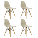 Ver imagem 1 de Kit 4 Cadeira Eiffel Moderno Bege Sala Jantar Base Madeira
