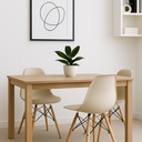 Ver imagem 4 de Kit 4 Cadeira Eiffel Moderno Bege Sala Jantar Base Madeira