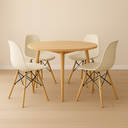 Ver imagem 3 de Kit 4 Cadeira Eiffel Moderno Bege Sala Jantar Base Madeira