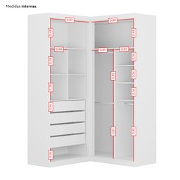 Guarda-Roupa de Canto 4 Portas 4 Gavetas Tuim Yescasa - 4