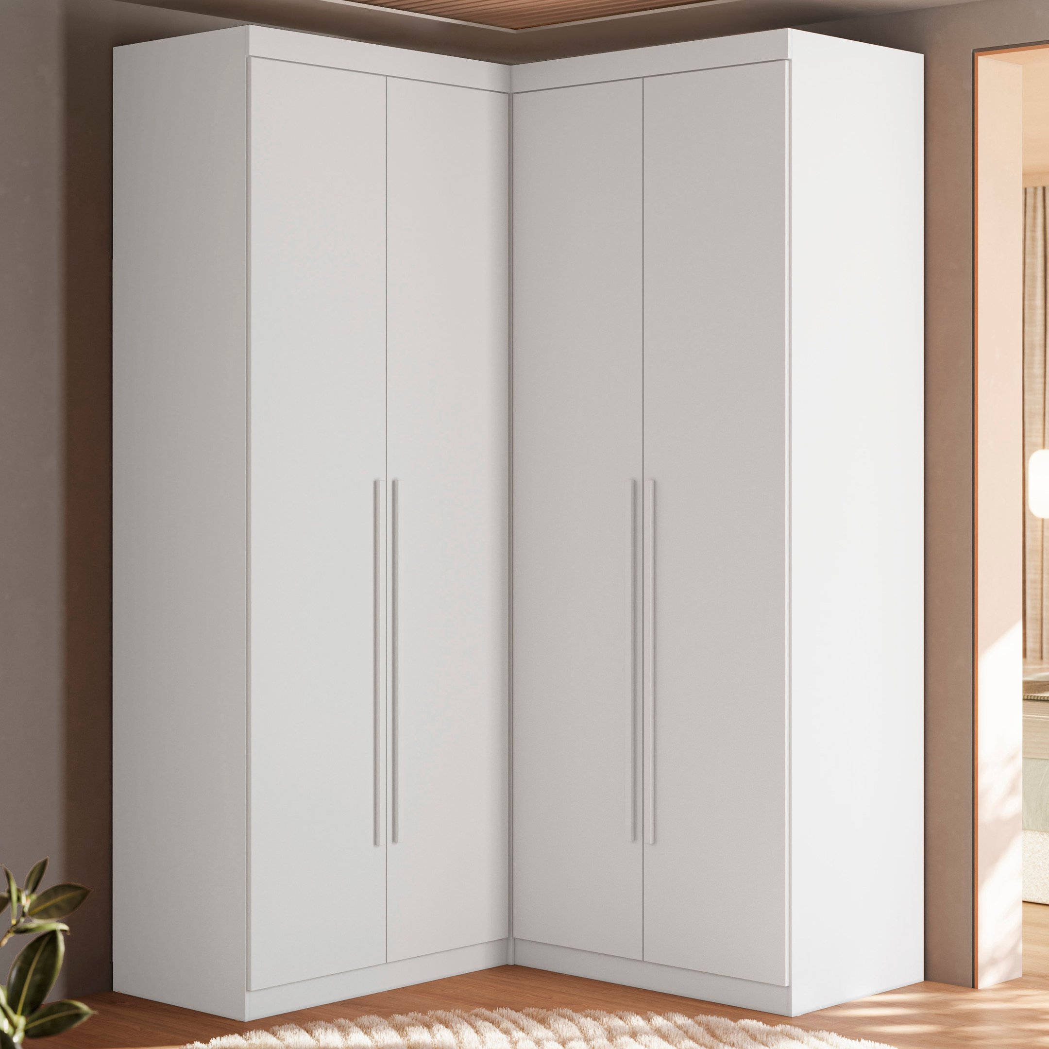 Guarda-Roupa de Canto 4 Portas 4 Gavetas Tuim Yescasa Menor preço em Guarda-Roupa de Canto 4 Portas 4 Gavetas Tuim Yescasa