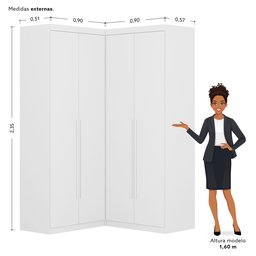 Guarda-Roupa de Canto 4 Portas 4 Gavetas Tuim Yescasa - 3
