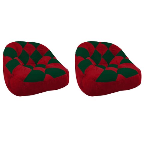 Kit 02 Poltrona Paloma Escritório Sala Pé Plástico Suede Vermelho e Suede Verde - Dominic Decor