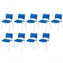 Ver imagem 1 de Cadeira Iso Base Branco Escola, Escritório Azul Kit 9 Un