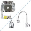 Ver imagem 1 de Kit Cuba Inox N3 40x34x17cm + Torneira Gourmet Junior Parede