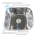 Ver imagem 3 de Kit Cuba Inox N3 40x34x17cm + Torneira Gourmet Junior Parede