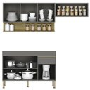 Ver imagem 3 de Armário de Cozinha 3 Peças Balcão sem Tampo 150cm Lina12 K02 Gris/Freijó - Mpozenato