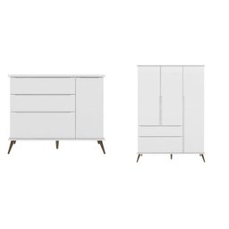 Guarda-roupa 3 Portas e Cômoda 3 Gavetas Melinda 100% Mdf Branco - 2