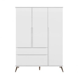 Guarda-roupa 3 Portas e Cômoda 3 Gavetas Melinda 100% Mdf Branco - 4