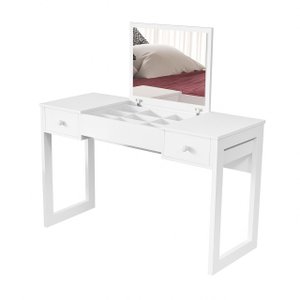 Penteadeira Escrivaninha 2 Gavetas Espelho Multiuso Luanda:branco