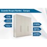 Guarda-roupa Casal 100% Mdf 4 Portas 3 Gavetas 13 Nichos Nantes Europa Off White - 2
