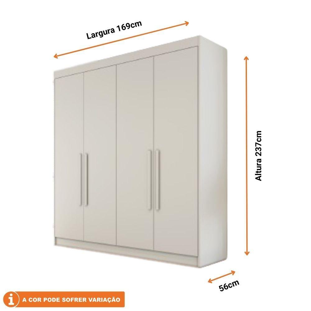 Guarda-Roupa Casal 100% Mdf 4 Portas 3 Gavetas 13 Nichos Nantes Europa Off White - 2