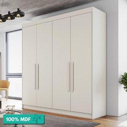 Guarda-roupa Casal 100% Mdf 4 Portas 3 Gavetas 13 Nichos Nantes Europa Off White - 1