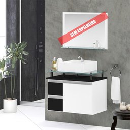 Gabinete Banheiro 2 Gavetas 1 Porta Diamante 60cm - Preto - 2