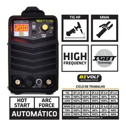 MÁQUINA DE SOLDA INVERSORA 220V KAB200 TIG HF+MMA ITE8200 SUPER TORK - 5