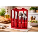 Ver imagem 4 de Faqueiro Inox 26 Peças Vermelho Jogo Talheres Cozinha Mesa Churrasco Completo
