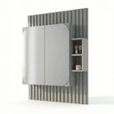 Ver imagem 2 de Espelheira para Banheiro Ripada com Nichos 2 Portas 100x80cm em MDF Cimento Cinza