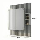 Ver imagem 3 de Espelheira para Banheiro Ripada com Nichos 2 Portas 100x80cm em MDF Cimento Cinza
