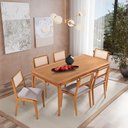 Ver imagem 2 de Mesa de Jantar Argos 6 Lugares Retangular MDF Amadeirado Espaço Casa & Jardim