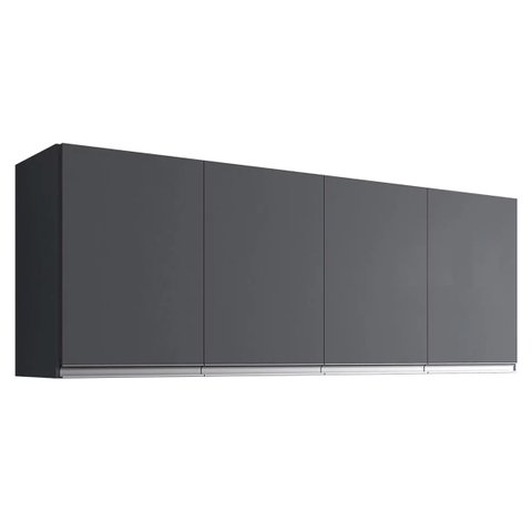 Armário Aéreo Cozinha Andréia 4 Portas 150 Cm Cinza Ajl Móveis