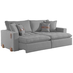 Sofá Cama Zeus 220cm 4 Lugares Retrátil e Reclinável Tecido Linho Innove Cor Grafite - 1