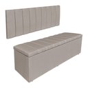 Ver imagem 1 de Kit Cabeceira Painel e Calçadeira Recamier Baú Solteiro 0,90m Holanda Linho Cappuccino - Pallazio