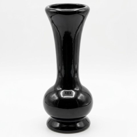 Vaso Solitário Bojudo em Cerâmica Artesanal Decorativa 17,5cm:Preto