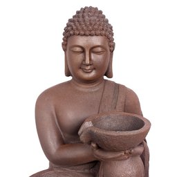 Fonte De Água Cascata Buda Flor Lotus Grande Luz Led Jardim - 2