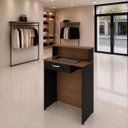 Ver imagem 1 de Balcão Caixa 82x40cm para Atendimento Recepção Comercial Gaveta com Fechadura Painel Frontal Elevado