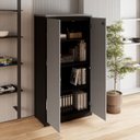 Ver imagem 7 de Armário Alto 160cm para Escritório 2 Portas com Chave Corporate F5 Cinza/Sagrado/Preto