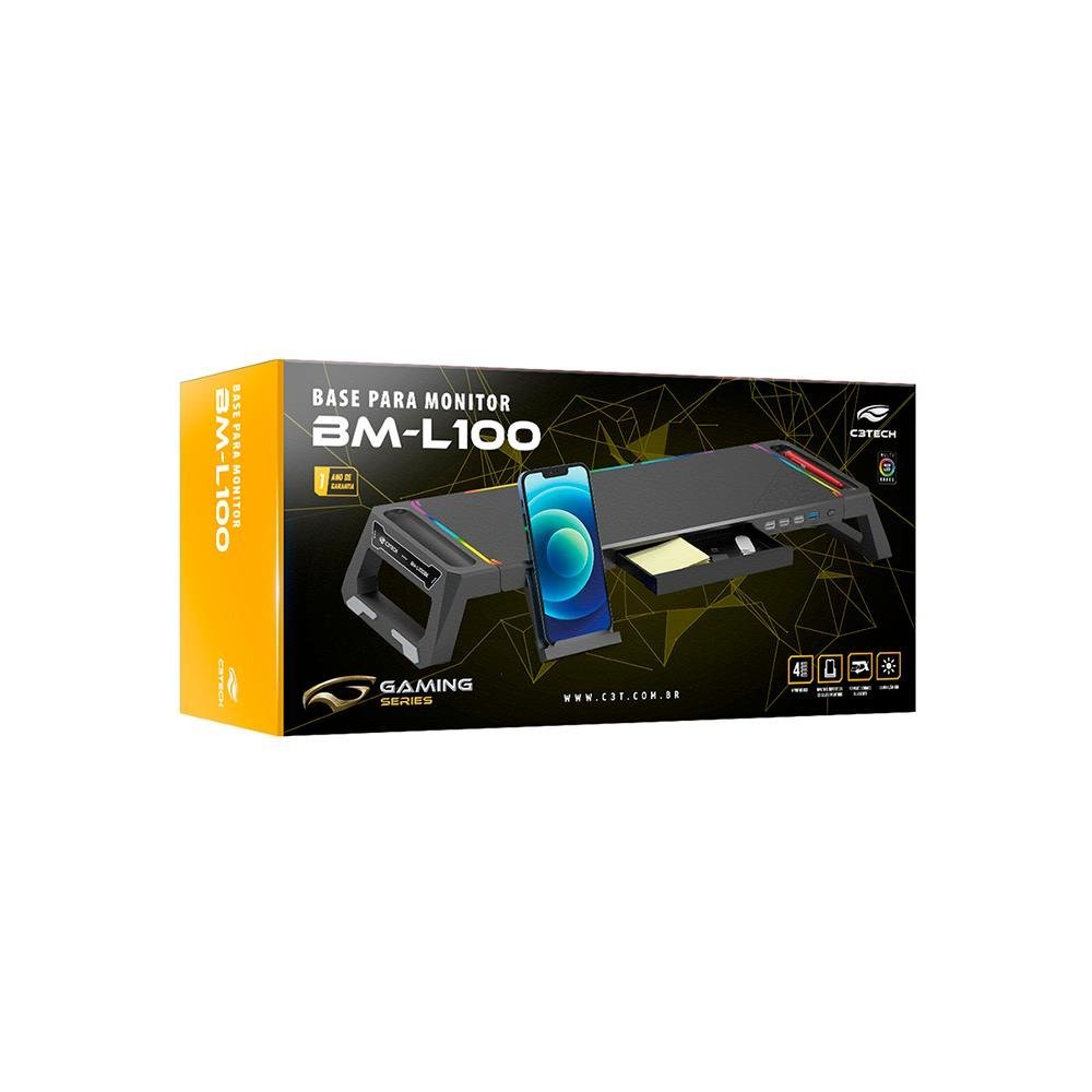 Base Gamer Para Monitor C3tech Bm-L100bk Preto Rgb - 4