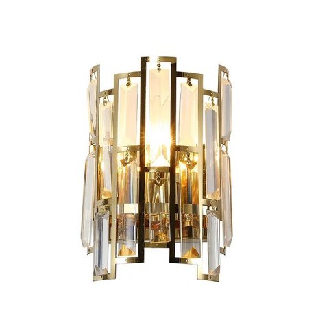 Arandela Dourada com Cristais 23cm 2e14 Paris Luz