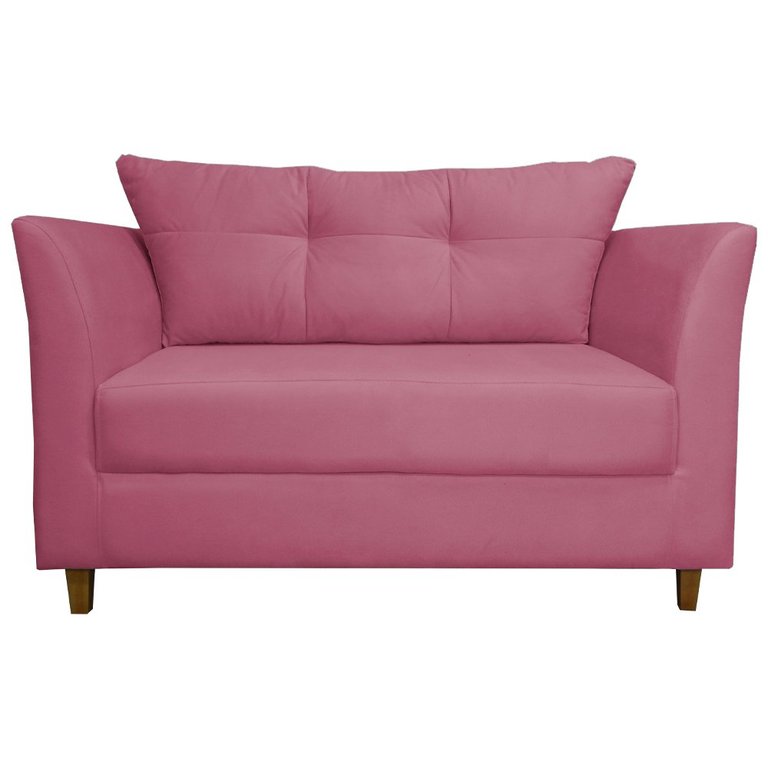 Namoradeira Decorativa Isis Pés Trapézio Suede Rosa - DS Estofados Namoradeira Decorativa Isis Pés Trapézio Suede Rosa - DS Estofados