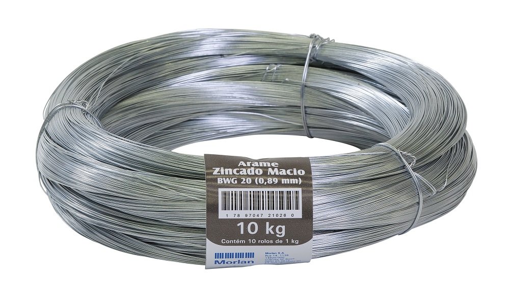 Arame Liso Galvanizado Nº 20 ( 0,89mm ) 10kg Morlan - 1