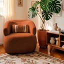 Ver imagem 1 de Poltrona Orgânica Chloe Boucle Terracota Redonda Decorativa com Almofada Plumante - Arkell