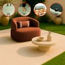 Ver imagem 3 de Poltrona Orgânica Chloe Boucle Terracota Redonda Decorativa com Almofada Plumante - Arkell