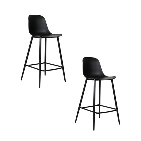 Kit com 2 Banquetas Miami Alta Assento em Polipropileno e Base em Aço com Pintura Epóxi - Cor Preto