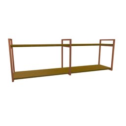 Nicho Industrial 2 Prateleiras Copacabana Ferro Cobre Tampo Canela 120cm - 1