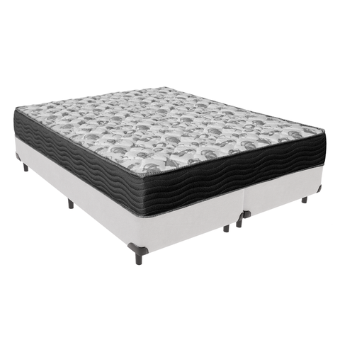 Cama Box Bipartido Queen Branco e Colchão Iso 100 D33 Ortobom