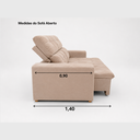Ver imagem 4 de Sofá Retrátil Reclinável 2m 3 Lugares Veludo Turim Conforto - Bege