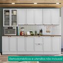 Ver imagem 2 de Cozinha Armario 7 Peças Paneleiro Balcao com Tampo 270 cm Unna Branco Poliman