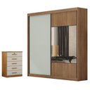 Ver imagem 1 de Guarda Roupa Casal Sienna com Espelho e Gaveteiro Suiça com Chave Cumaru 25 Fendi - Novo Horizonte