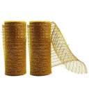 Ver imagem 1 de Kit 2 Telas Decorativa Fita Malha Tule Dourado Natal 15cm x 5 Metros - Magizi