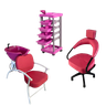 Lavatório Salão Rosa Cuba + Carrinho + Cadeira Almofadada Luxo - 1