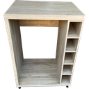 Ver imagem 2 de Bancada Bar com rodízios para embutir cervejeira frigobar ou adega:Nogueira