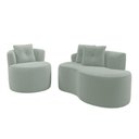 Ver imagem 1 de Kit Sofá e Poltrona Orgânica Living Bob com Almofadas Bouclê Verde Menta - Desk Design